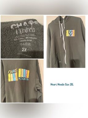 Olive Green Heart Zip Hoodie